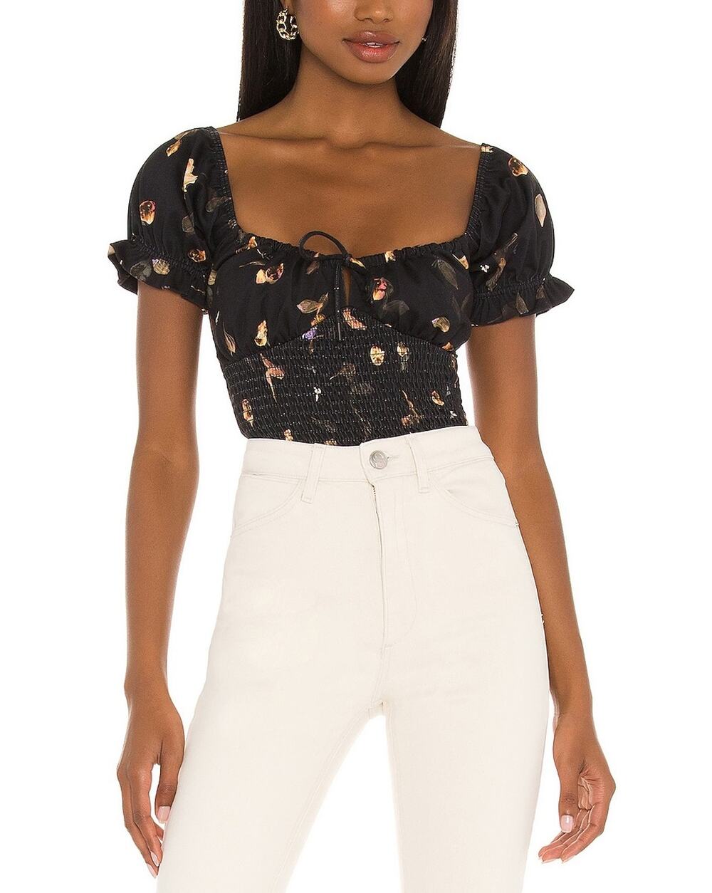 Allsaints Smocked Black Martha Mutare Top Size 4